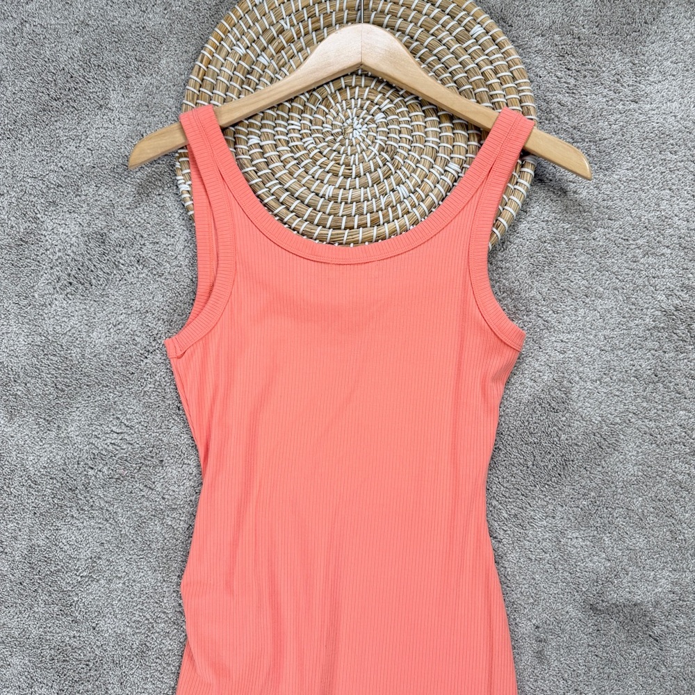 L*Space Wome’s Sandpiper Maxi Dress Sleeveless Ribbed Side Ruched Putty Orange S - Picture 8 of 14